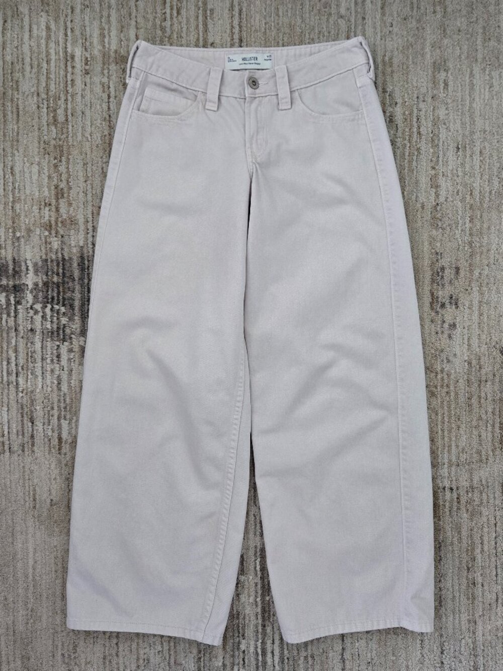 Hollister Light Pink Super Baggy Low Rise Jeans Womens Wide Leg Pastel 25